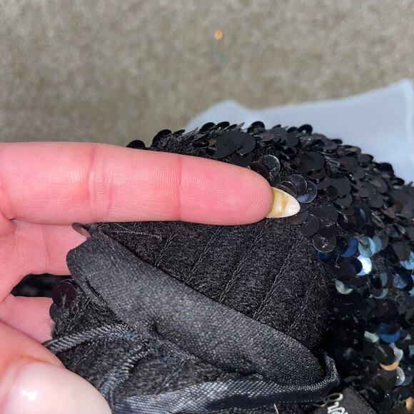 Vintage Rob Hill for Mister Jay sequined top chiffon bottom black/white SZ 7 - Picture 6 of 13